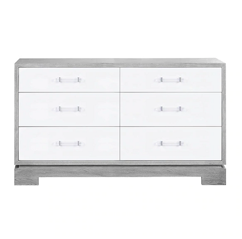 Worlds Away Grey Cerused Oak 6-Drawer Crawford Dresser - Matthew Izzo Home