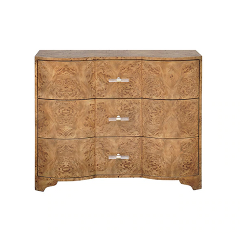 Worlds Away Plymouth Burl Wood 3 Drawer Dresser - Matthew Izzo Home