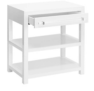 Garbo One Drawer Side Table - Matte White Lacquer or Cerused Oak