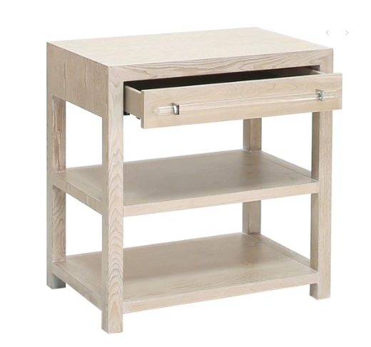 Garbo One Drawer Side Table - Matte White Lacquer or Cerused Oak