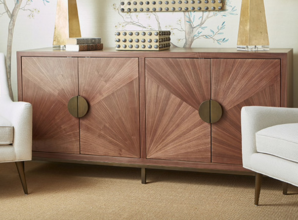 Emory Four Door Buffet - Walnut & Bronze