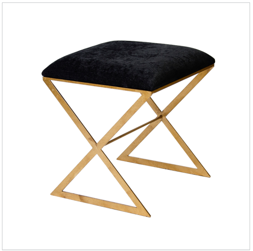 X Side Stool - Brown or Navy Velvet - Gold or Nickel