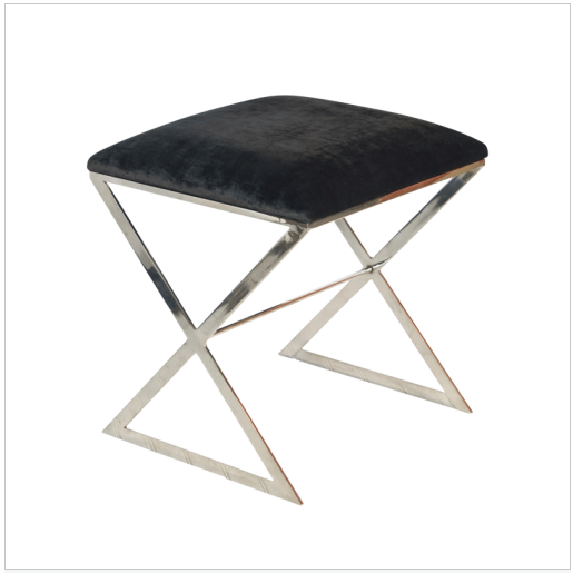 X Side Stool - Brown or Navy Velvet - Gold or Nickel