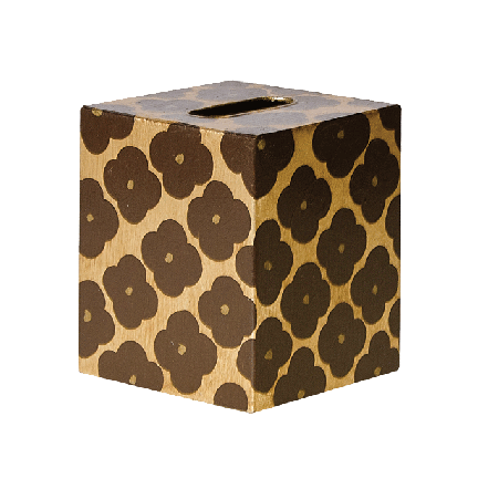 Tissue Box Cover - Handpainted Four Petals - Two Color Options