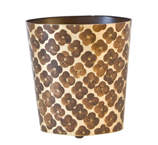 Morocco Handpainted Oval Metal Waste Basket - 2 Color Options