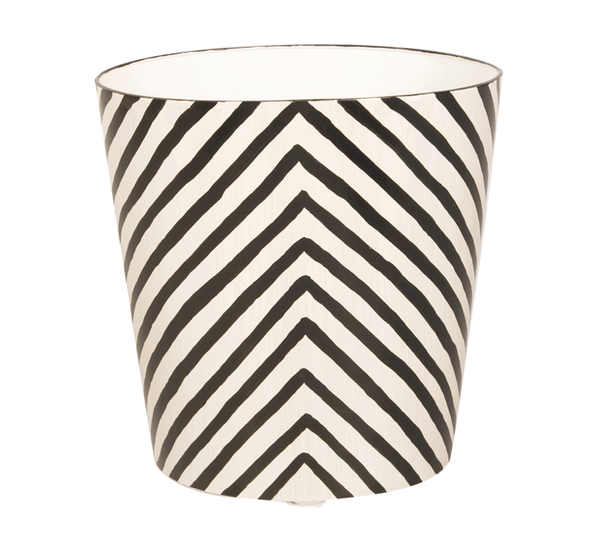 Zebra Handpainted Oval Metal Waste Basket - Five Color Options