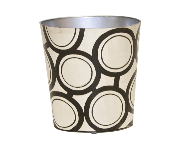 Zebb Handpainted Oval Metal Waste Basket - 3 Color Options