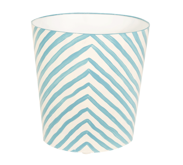 Zebra Handpainted Oval Metal Waste Basket - Five Color Options