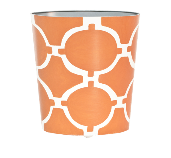 Acadia Handpainted Oval Metal Wastebasket - Four Color Options