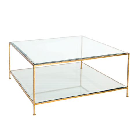 Worlds Away Quadro Gold Leaf Coffee Table - Matthew Izzo Home