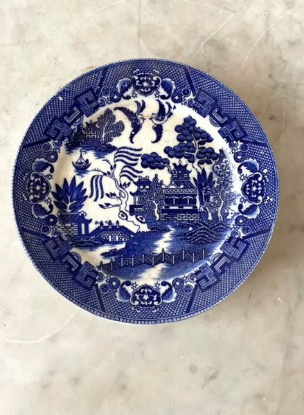 Antique Blue Willow Patterned Plates - Set of 4, 19th Century