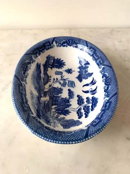 Antique Blue Willow Serving Bowl - Japan