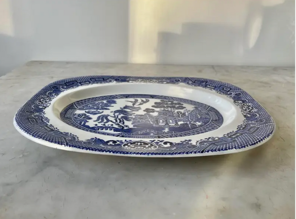 Vintage Blue Willow Serving Platter - WoodsWare , Wood and Sons, England