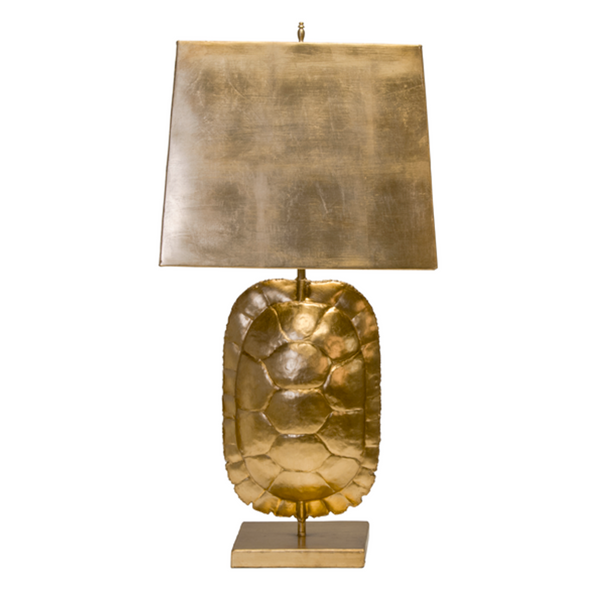 Cecile Brushed Gold Tortoise Shell Table Lamp w/Metal Shade