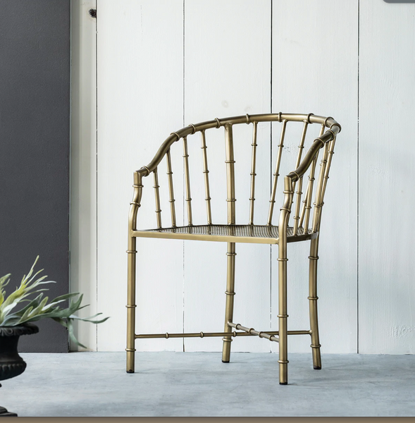 Brass Bamboo Dining Arm Chair - Matthew Izzo Collection