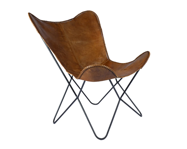 Tack Shop Leather Plain Butterfly Chair - Matthew Izzo Collection