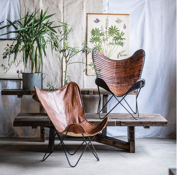 Tack Shop Leather Plain Butterfly Chair - Matthew Izzo Collection