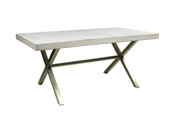 Flourish 70.5" Wood & Antique Brass Dining Table - Matthew Izzo Collection