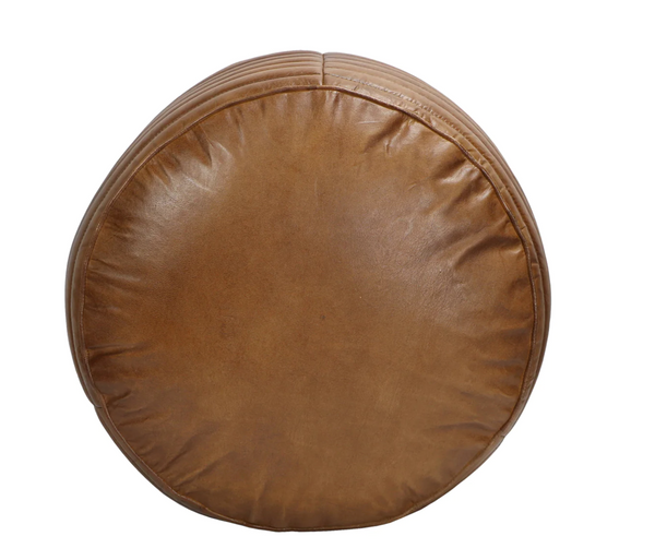 Tack Shop Round Leather Footstool - Matthew Izzo Collection