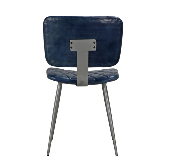 Bergen Tufted Blue Leather Side Dining Chairs, Set of 2 - Matthew Izzo Collection