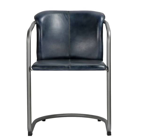 Bergen Blue Leather & Metal Dining Chairs, Set of 2 - Matthew Izzo Collection