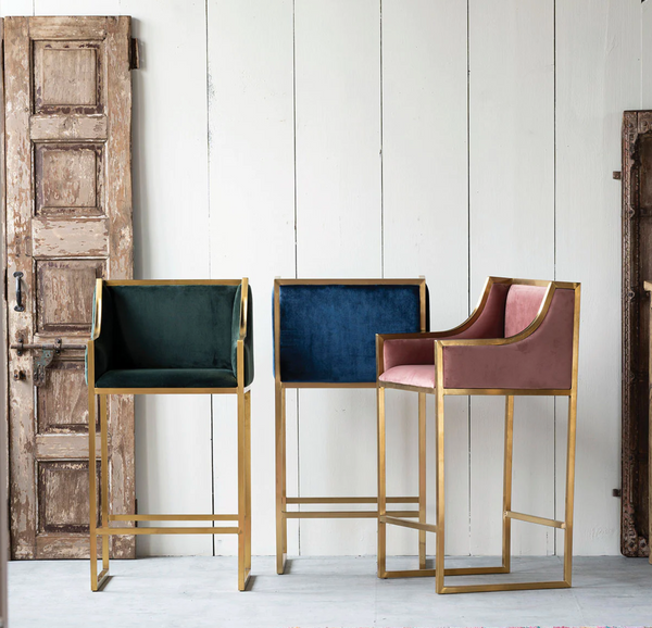 Camden Velvet Bar Stools - Matthew Izzo Collection