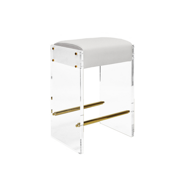 Indy Acrylic & Vinyl Stool - Brass or Nickel