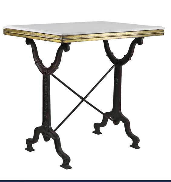 Avignon 32" Square Marble Top & Cast Iron Bistro Table - Matthew Izzo Collection