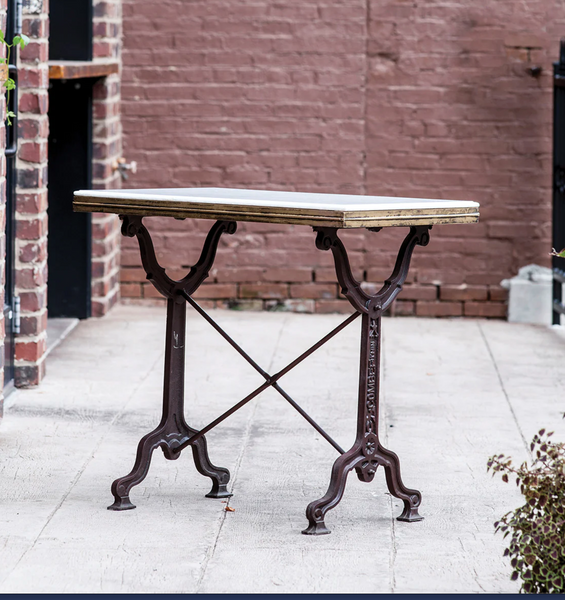 Avignon 32" Square Marble Top & Cast Iron Bistro Table - Matthew Izzo Collection
