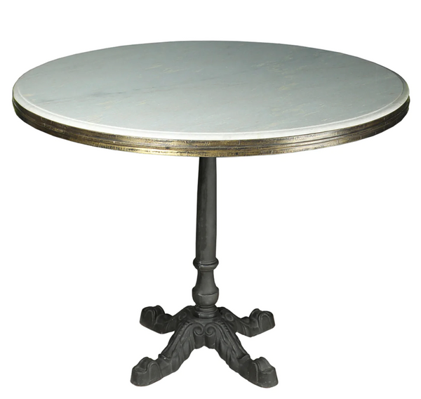 Avignon 42" Round White Marble & Cast Iron Bistro Table - Matthew Izzo Collection