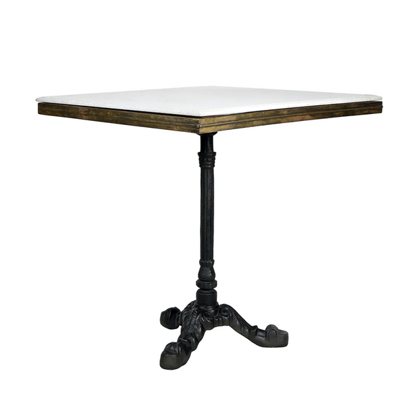 Avignon 29" Square White Marble & Cast Iron Bistro Table - Matthew Izzo Collection