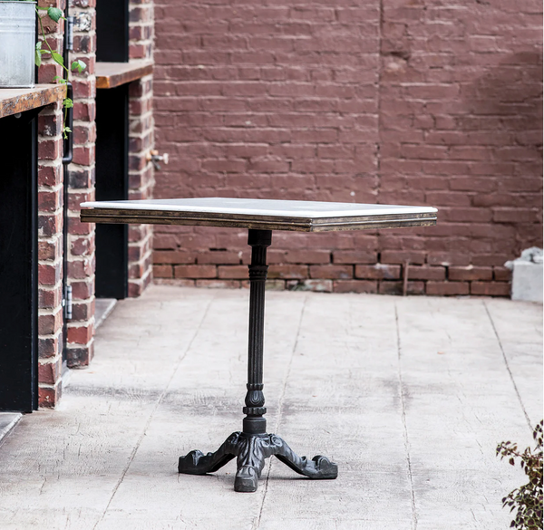 Avignon 29" Square White Marble & Cast Iron Bistro Table - Matthew Izzo Collection