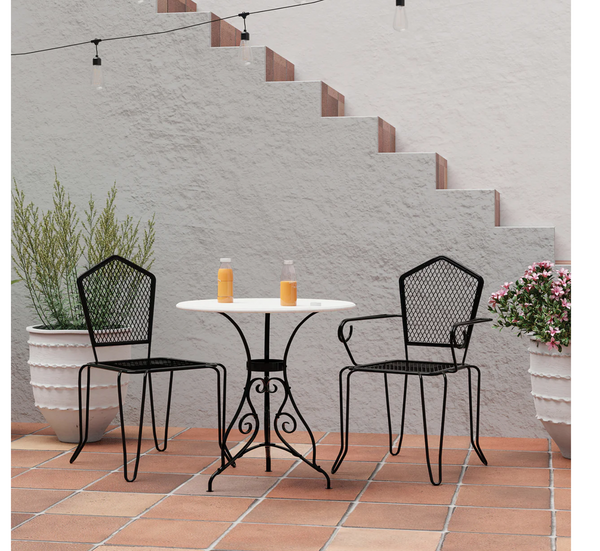 Cologne 42" Round Black Iron Patio Table - Matthew Izzo Collection