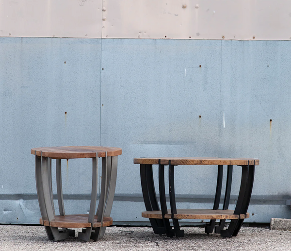 Basal Salvaged Wood & Gun Metal Side Table - Matthew Izzo Collection