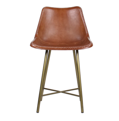 Whip Stitch Leather Stool - Matthew Izzo Collection - Matthew Izzo Home