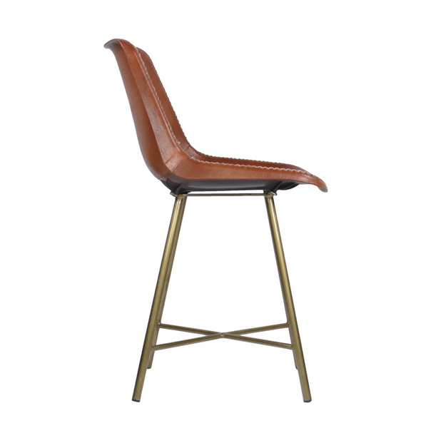 Whip Stitch Leather Stool - Matthew Izzo Collection