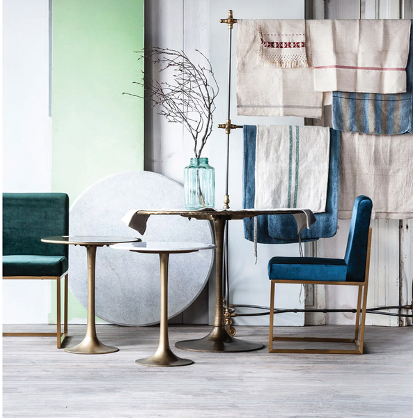 Tulip 39" Round Marble & Brass Dining Table - Matthew Izzo Collection