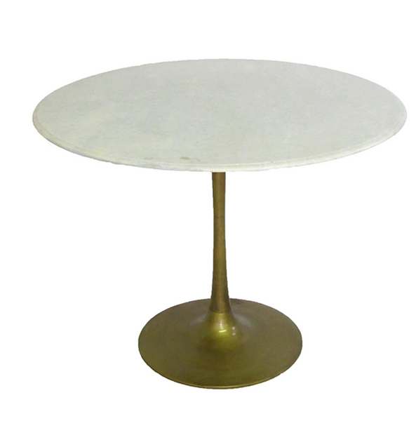 Tulip 39" Round Marble & Brass Dining Table - Matthew Izzo Collection