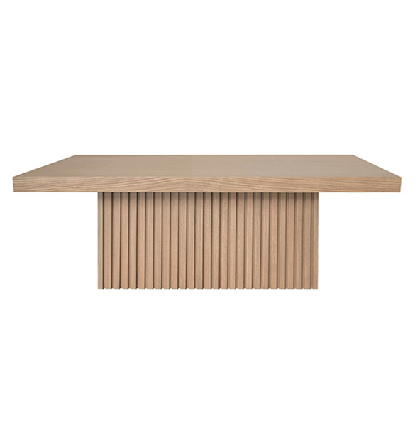 Tyson Slatted Oak Pedestal Coffee Table - Espresso or Natural Oak