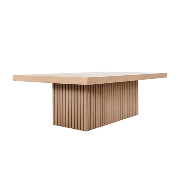 Tyson Slatted Oak Pedestal Coffee Table - Espresso or Natural Oak