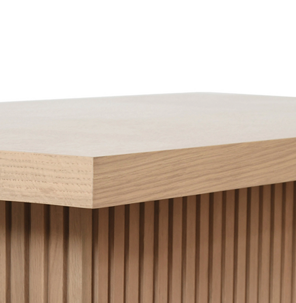 Tyson Slatted Oak Pedestal Coffee Table - Espresso or Natural Oak