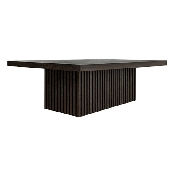 Tyson Slatted Oak Pedestal Coffee Table - Espresso or Natural Oak