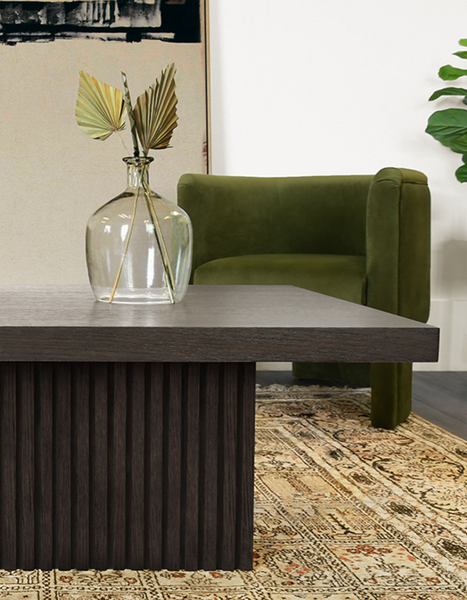 Tyson Slatted Oak Pedestal Coffee Table - Espresso or Natural Oak