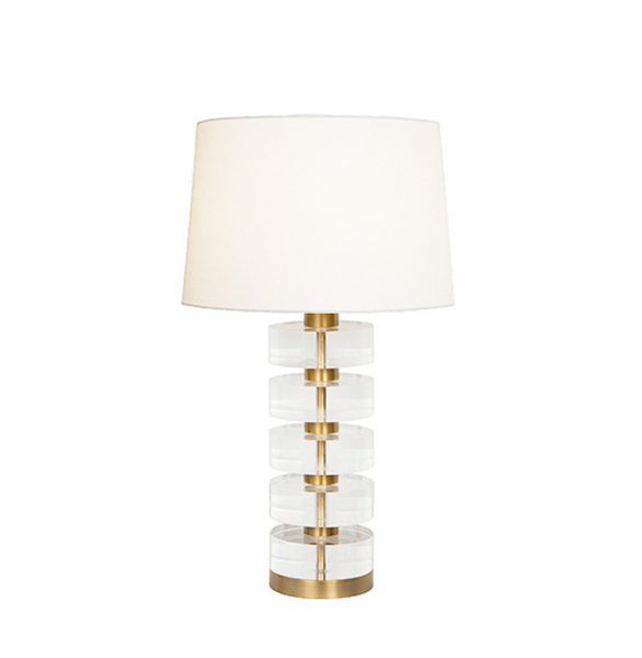 Cybill Acrylic & Brass Table Lamp w/White Linen Shade