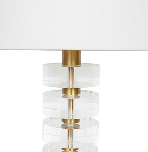 Cybill Acrylic & Brass Table Lamp w/White Linen Shade
