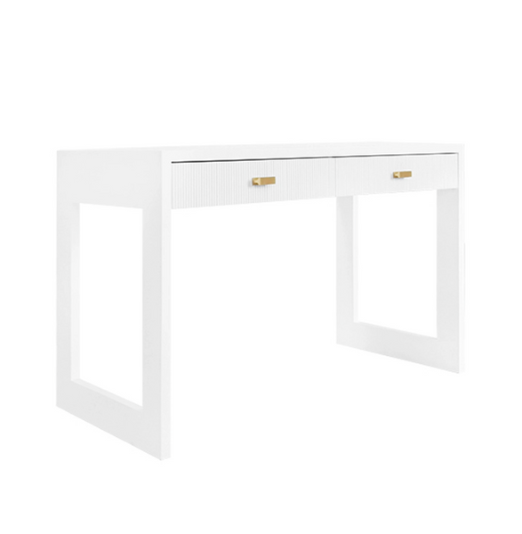 Larkin Two Drawer Desk - Natural Oak w/Brass Pulls