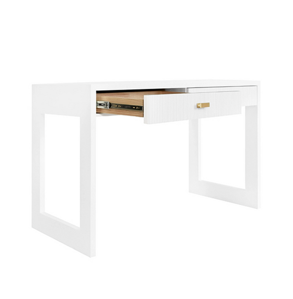 Larkin Two Drawer Desk - Natural Oak w/Brass Pulls
