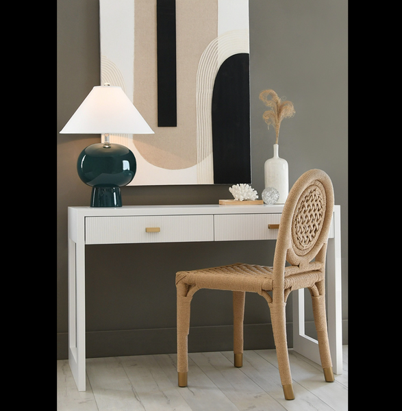 Larkin Two Drawer Desk - Natural Oak w/Brass Pulls