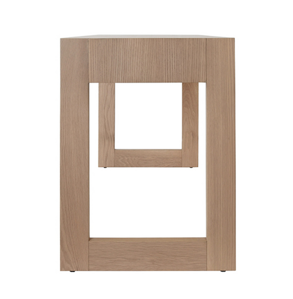 Larkin Two Drawer Desk - Natural Oak w/Brass Pulls