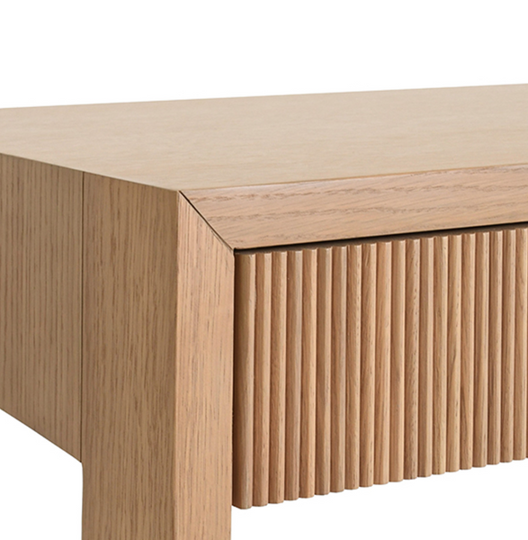 Larkin Two Drawer Desk - Natural Oak w/Brass Pulls